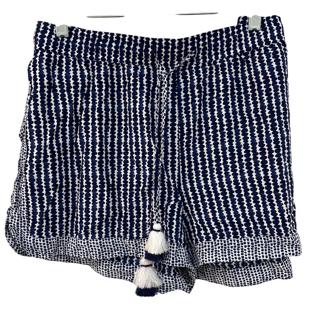 Vineyard Vines‎ Womens Navy White Silk Blend Tassel Shorts 2H001165 Size L